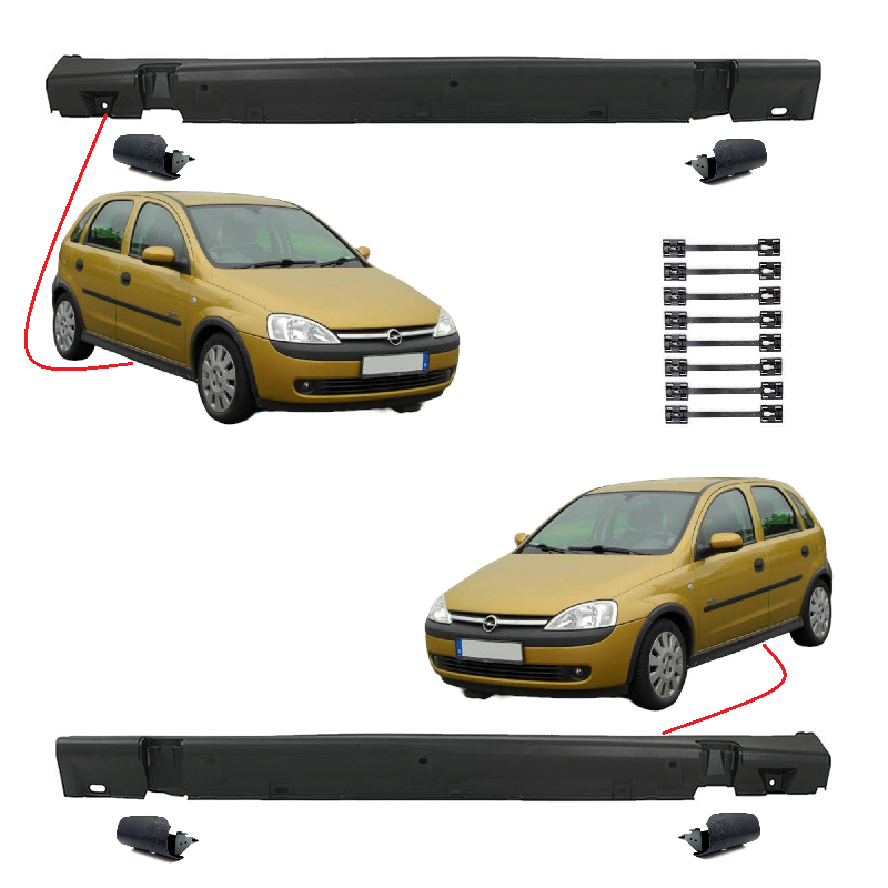 Opel Corsa C Yan Marşpiyel Kaplaması Takımı Kriko Kapaklı Orijinal Tip