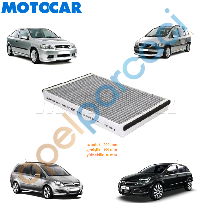 Opel Astra G - Zafira A - Astra H - Zafira B Polen Filtresi KARBONLU Dikdörtgen