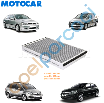Opel Astra G - Zafira A - Astra H - Zafira B Polen Filtresi KARBONLU Dikdörtgen
